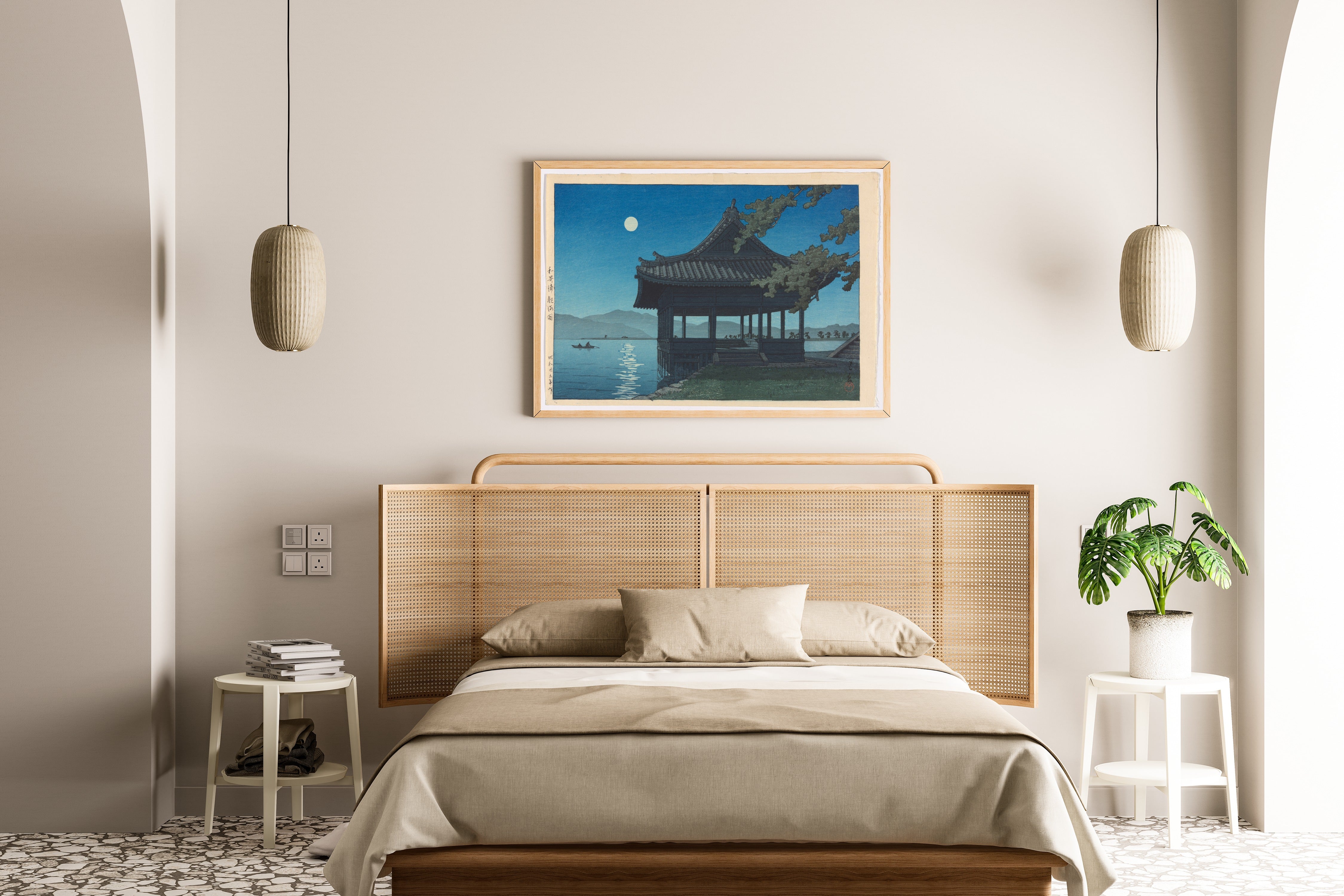 Kawase Hasui — Kankai Pavilion, Wakaura Beach | Japanese Woodblock Print (Shin Hanga)