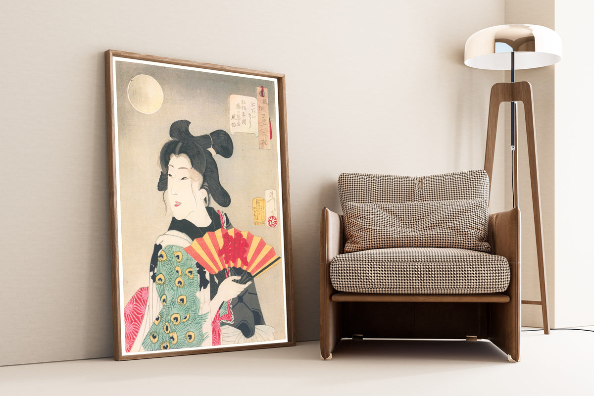 Tsukioka Yoshitoshi — Looks Becoming (Kōka-era geisha) | Japanese Woodblock Print (Ukiyo-e)