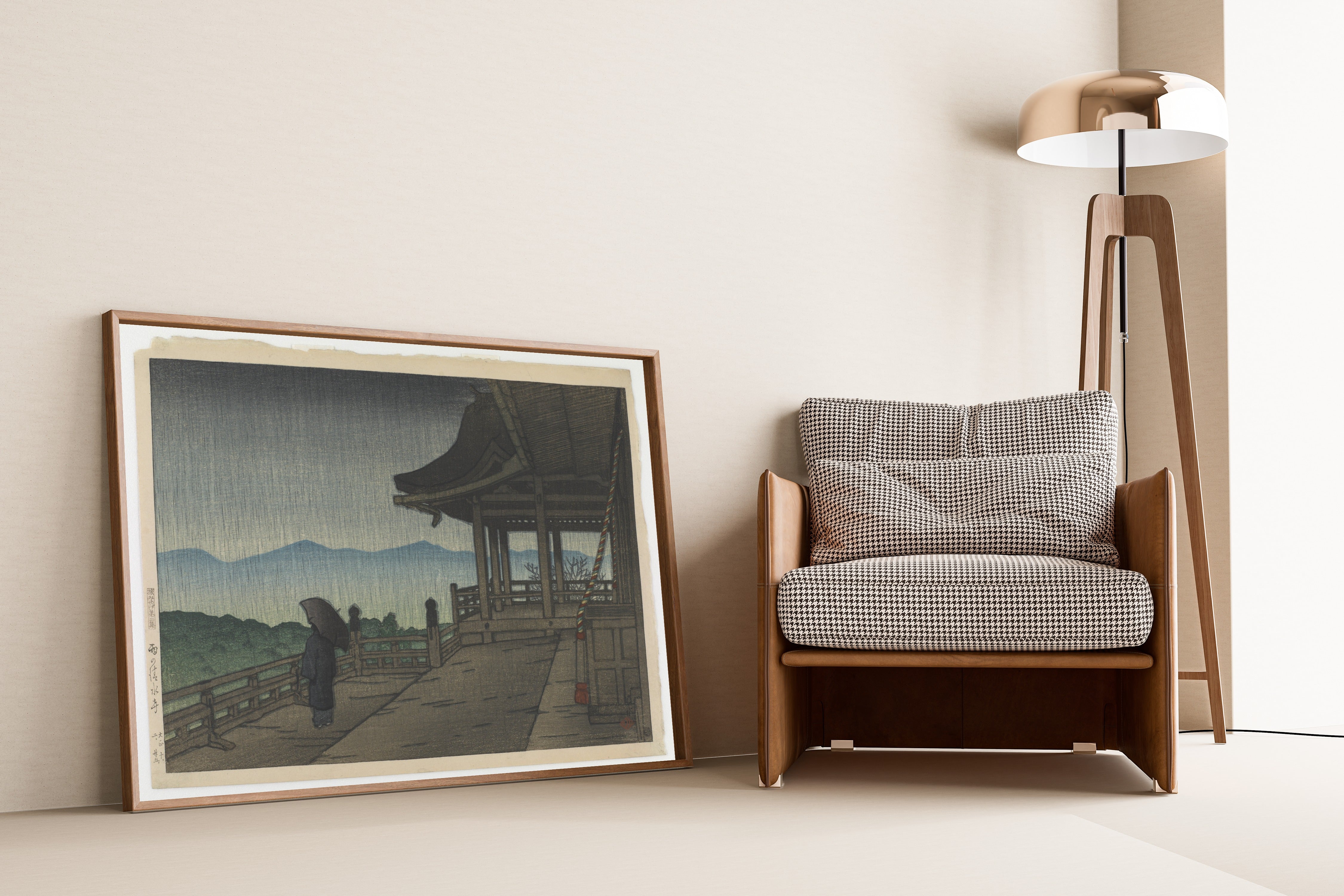 Kawase Hasui — Rain at Kiyomizu Temple | Japanese Woodblock Print (Shin Hanga)