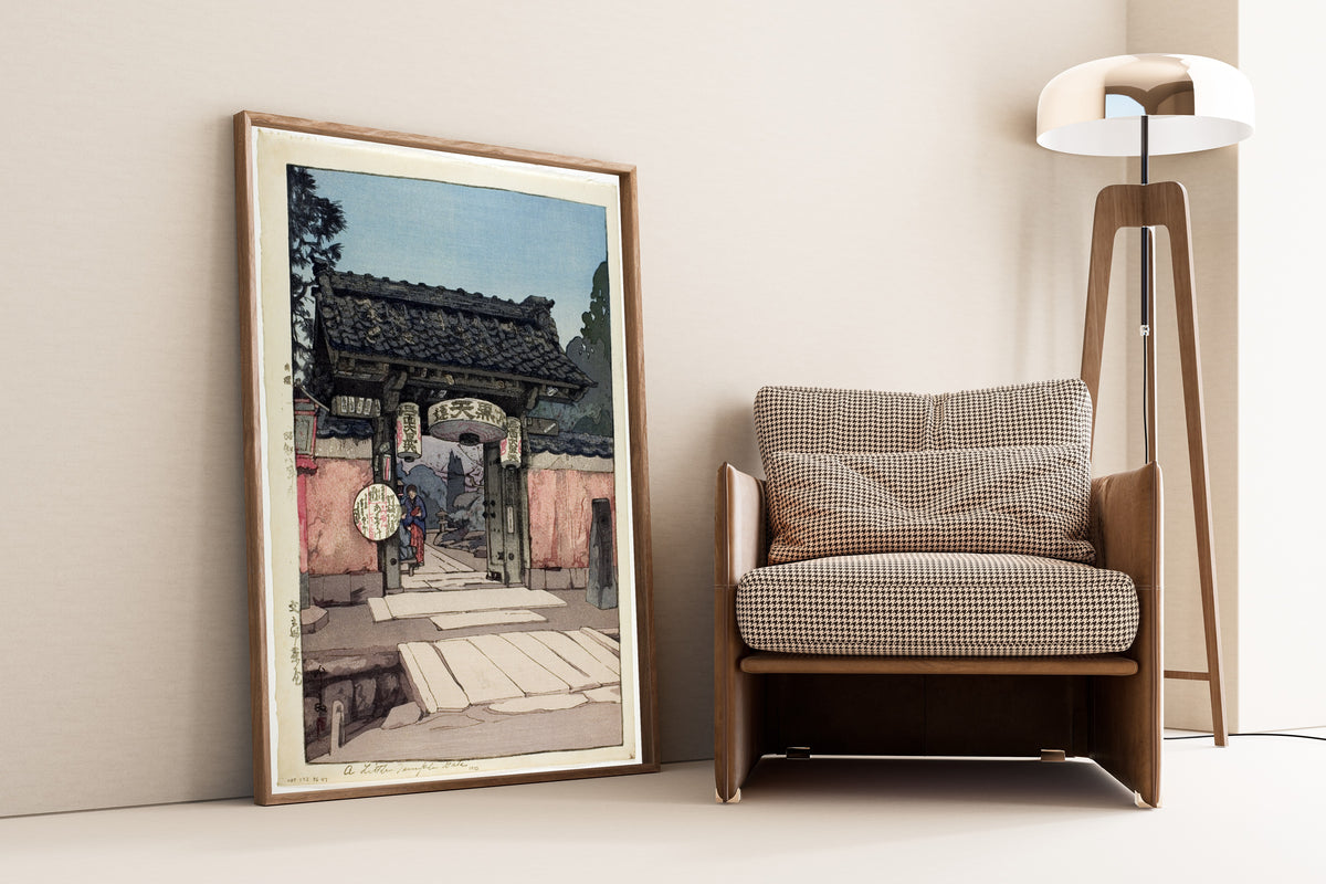 Hiroshi Yoshida — A Little Temple Gate | Japanese Woodblock Print (Shin Hanga)