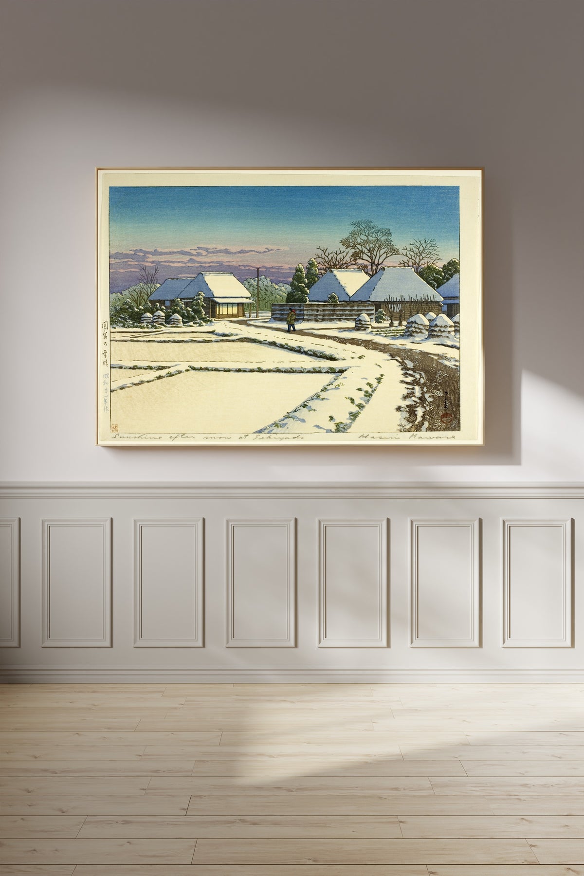 Kawase Hasui — Sunshine after Snow at Sekiyado | Japanese Woodblock Print (Shin Hanga)