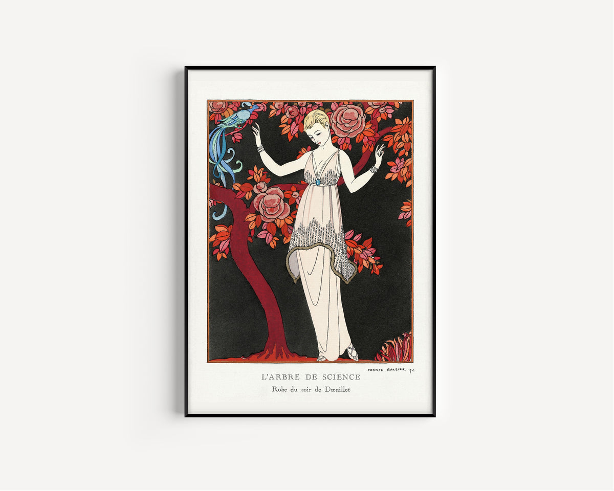George Barbier — L'Arbre de science, robe de Doeuillet | Art Deco Fashion Print