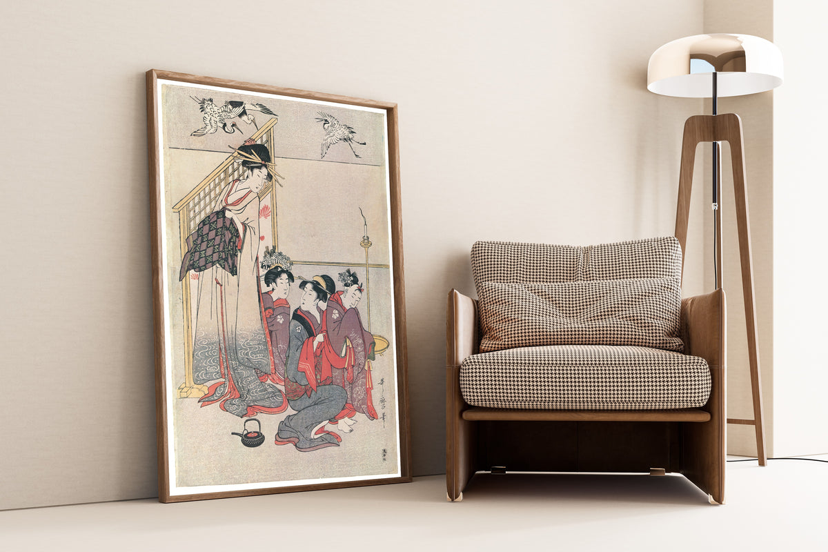 Kitagawa Utamaro — Niwaka Festival Performers at a Teahouse (Right Sheet) | Japanese Woodblock Print (Ukiyo-e)