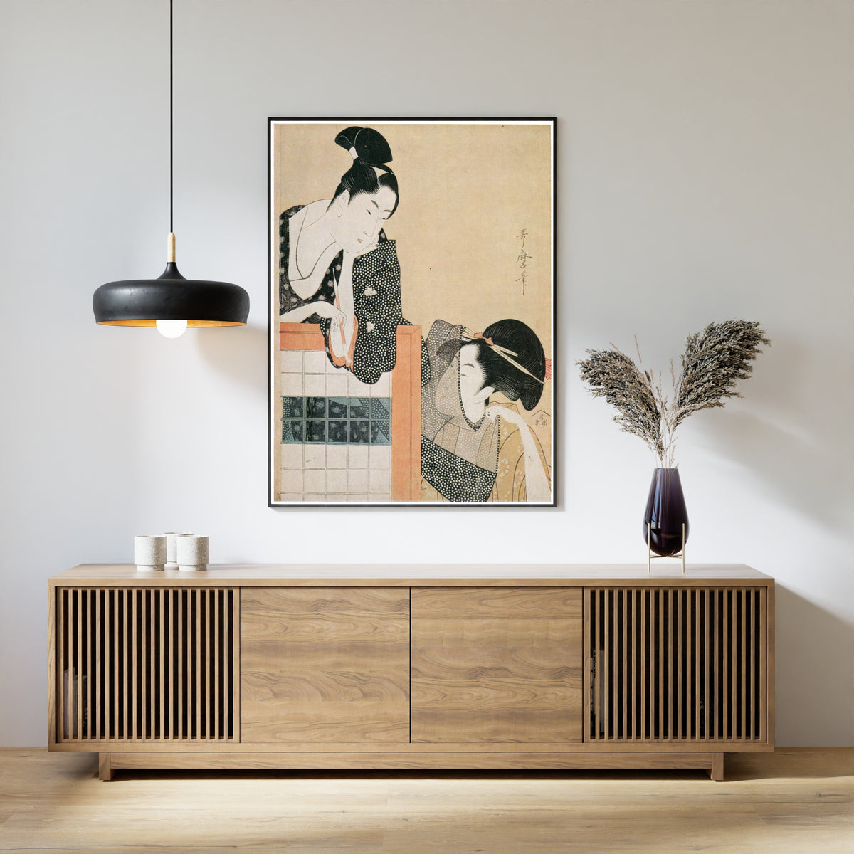 Kitagawa Utamaro — Lovers Behind a Screen | Japanese Woodblock Print (Ukiyo-e)
