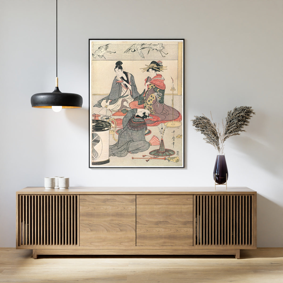 Kitagawa Utamaro — Niwaka Festival Performers at a Teahouse (centre sheet) | Japanese Woodblock Print (Ukiyo-e)