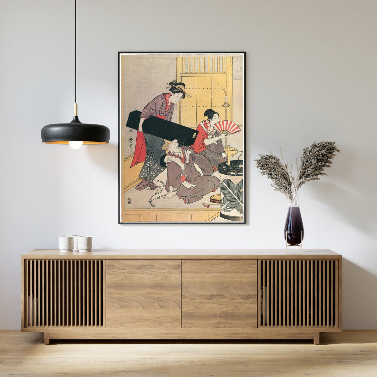 Kitagawa Utamaro — Niwaka Festival Performers at a Teahouse (left sheet) | Japanese Woodblock Print (Ukiyo-e)