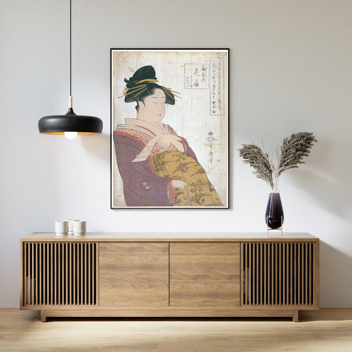Kitagawa Utamaro — Hanaōgi of Ōgiya with kamuro Yoshino and Tatsuta | Japanese Woodblock Print (Ukiyo-e)