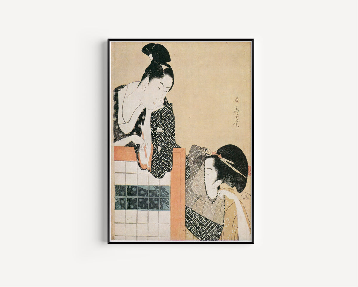 Kitagawa Utamaro — Lovers Behind a Screen | Japanese Woodblock Print (Ukiyo-e)