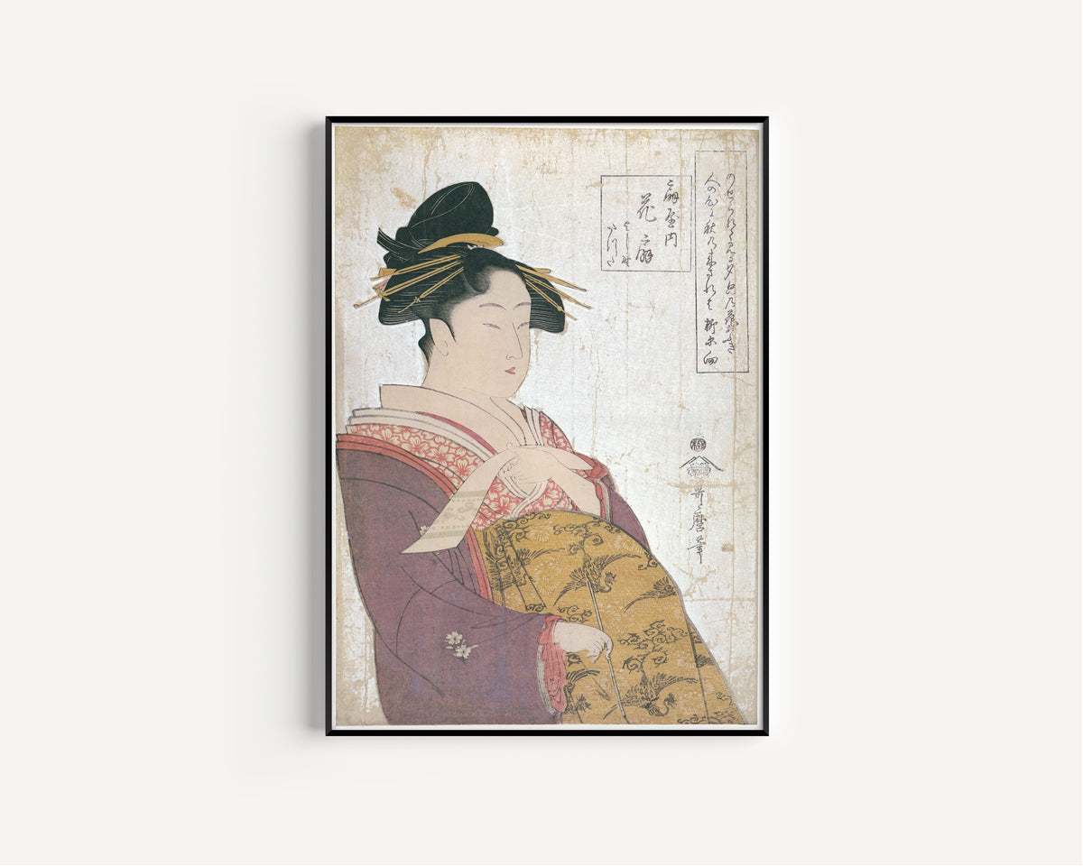 Kitagawa Utamaro — Hanaōgi of Ōgiya with kamuro Yoshino and Tatsuta | Japanese Woodblock Print (Ukiyo-e)