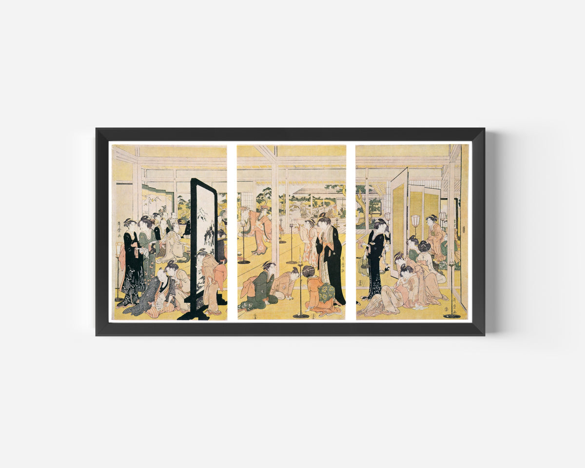 Kitagawa Utamaro — Kyoden Invited to a Daimyo Mansion Party | Japanese Woodblock Print (Ukiyo-e)