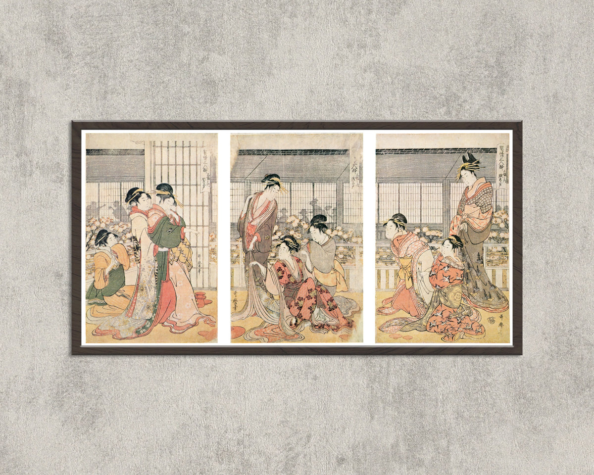 Kitagawa Utamaro — Three Drunken Courtesans | Japanese Woodblock Print (Ukiyo-e)