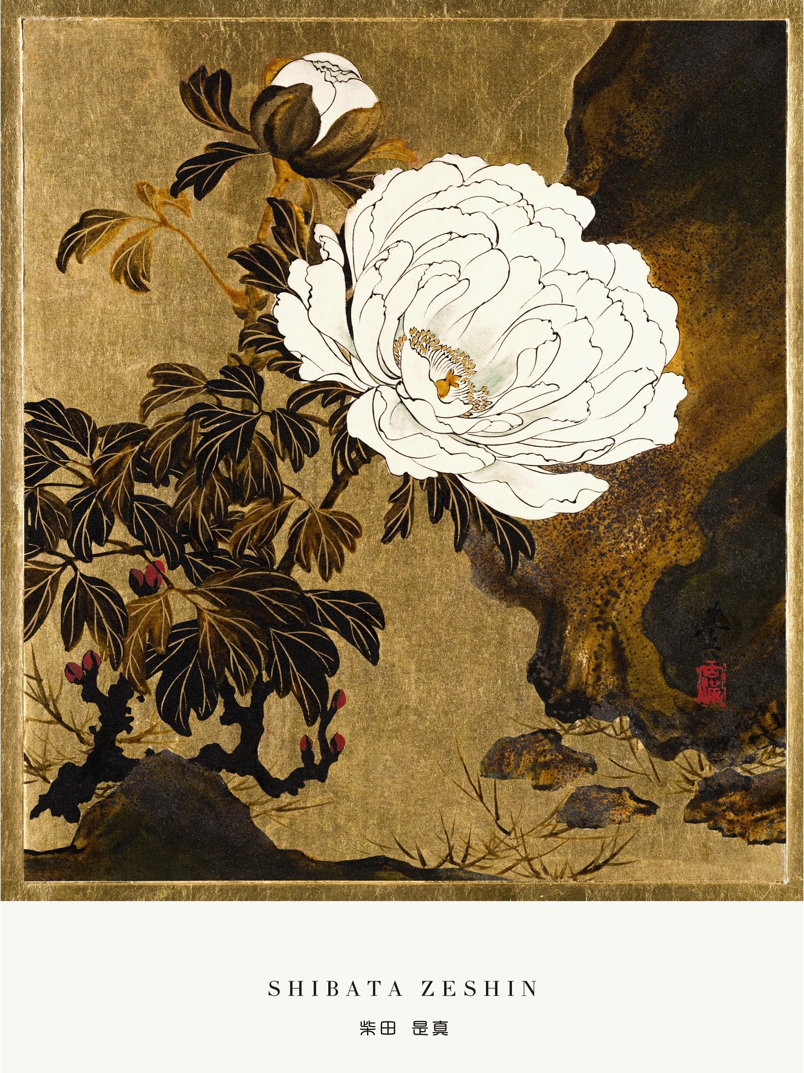 Shibata Zeshin — Peonies | Japanese Lacquer Art
