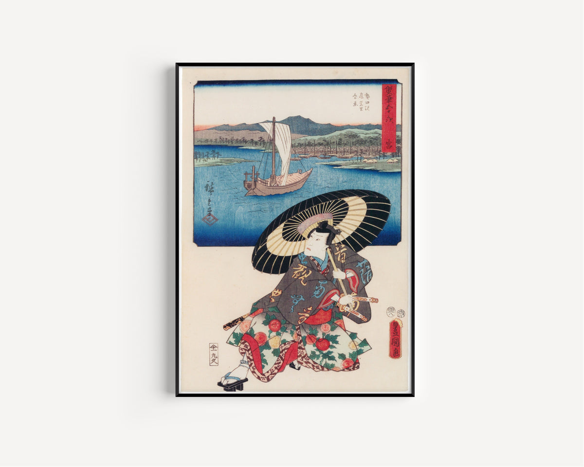 Utagawa Hiroshige & Utagawa Kunisada — Fifty-three Stations by Two Brushes: Miya | Japanese Woodblock Print (Ukiyo-e)