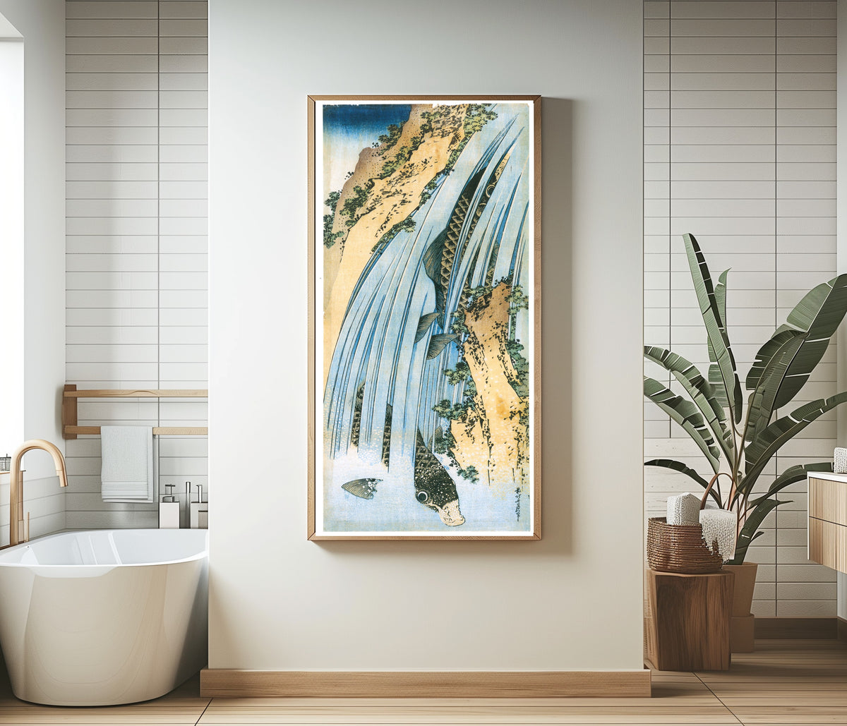 Katsushika Hokusai — Carp in a Waterfall | Japanese Woodblock Print (Ukiyo-e)