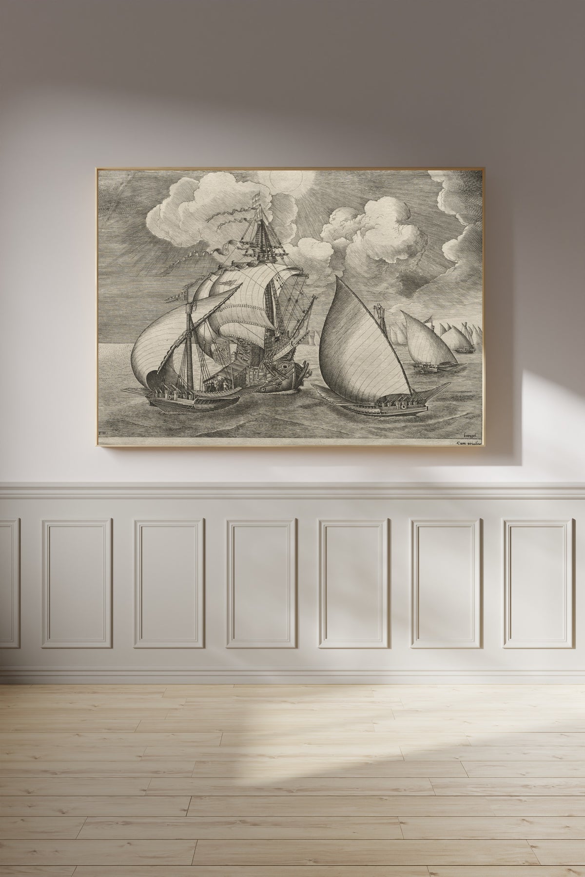 Pieter Bruegel the Elder — A Fleet of Galleys Escorted by a Caravel | Engraving Print