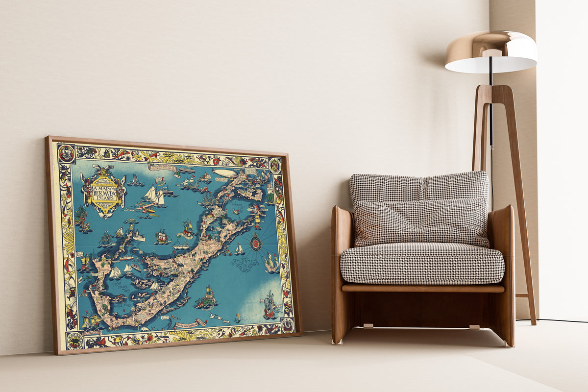 Elizabeth Shurtleff — A Map of the Bermuda Islands | Vintage Pictorial Map Print