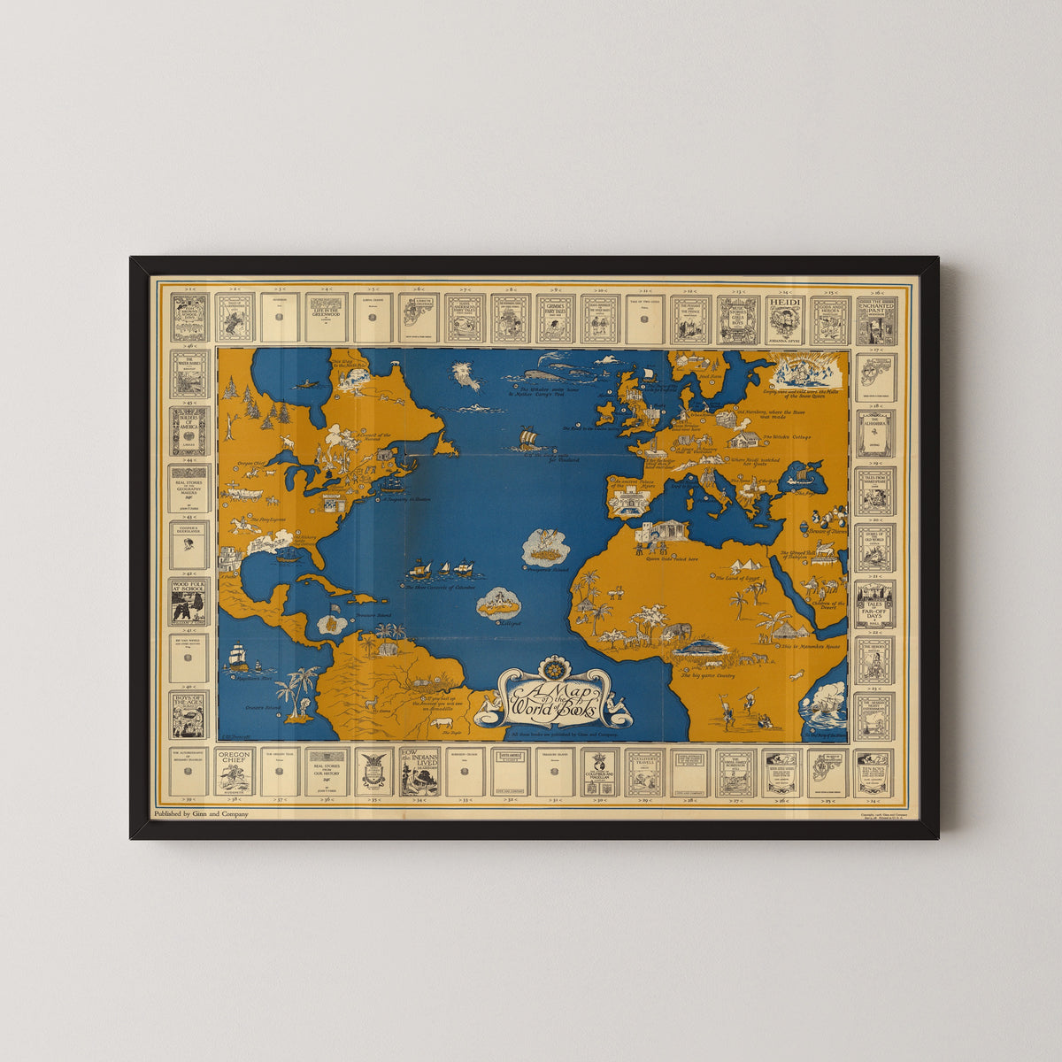 Ginn and Company — A Map of the World of Books | Vintage Pictorial Map Print