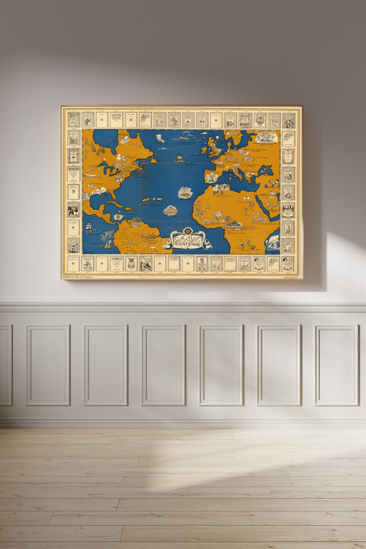 Ginn and Company — A Map of the World of Books | Vintage Pictorial Map Print