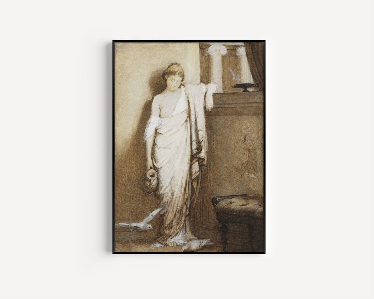 John William Waterhouse — A Young Roman Woman in a Classical Interior | Pre-Raphaelite Art Print