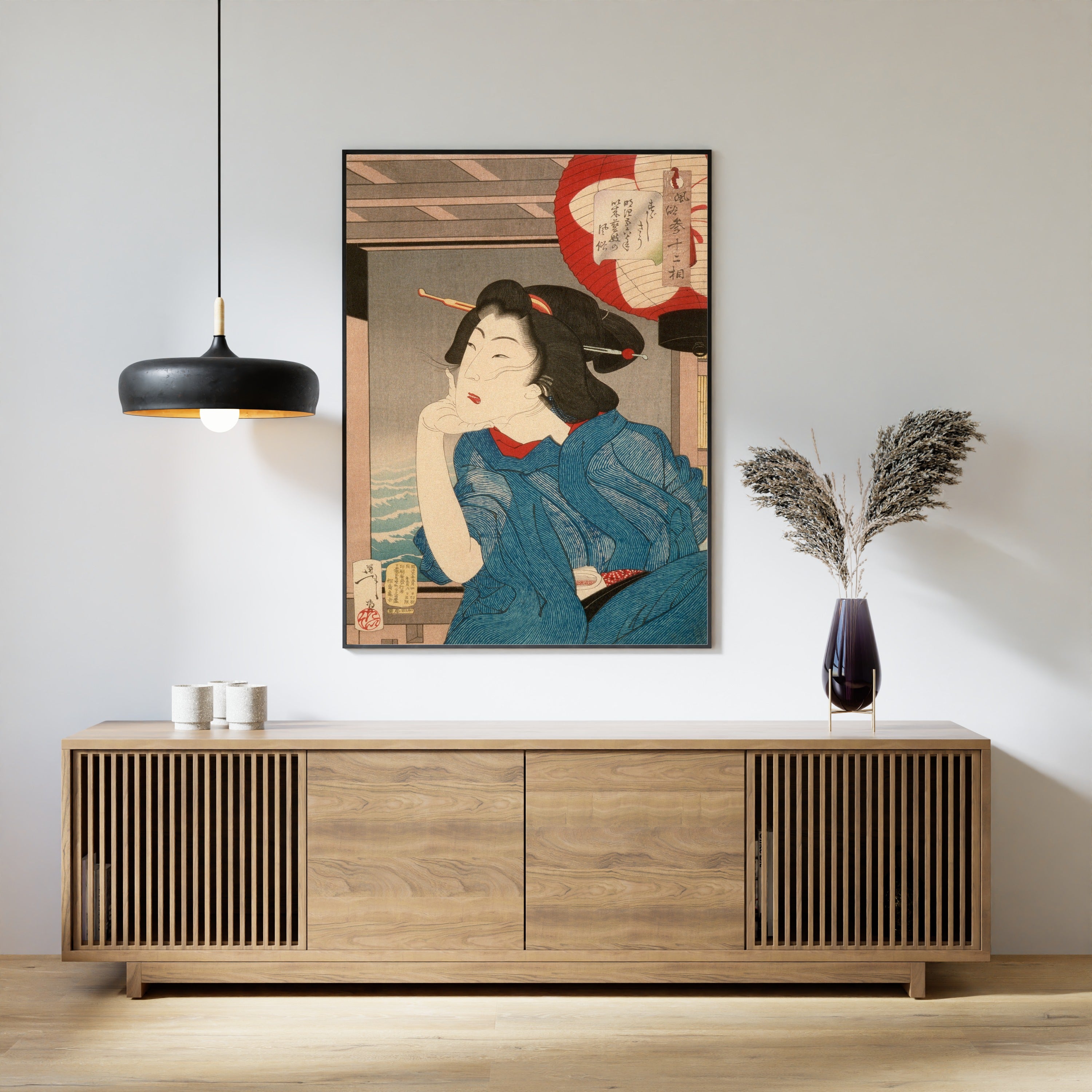 Tsukioka Yoshitoshi — A Geisha of the Mid-1870s Seated in a Boat | Japanese Woodblock Print (Ukiyo-e)