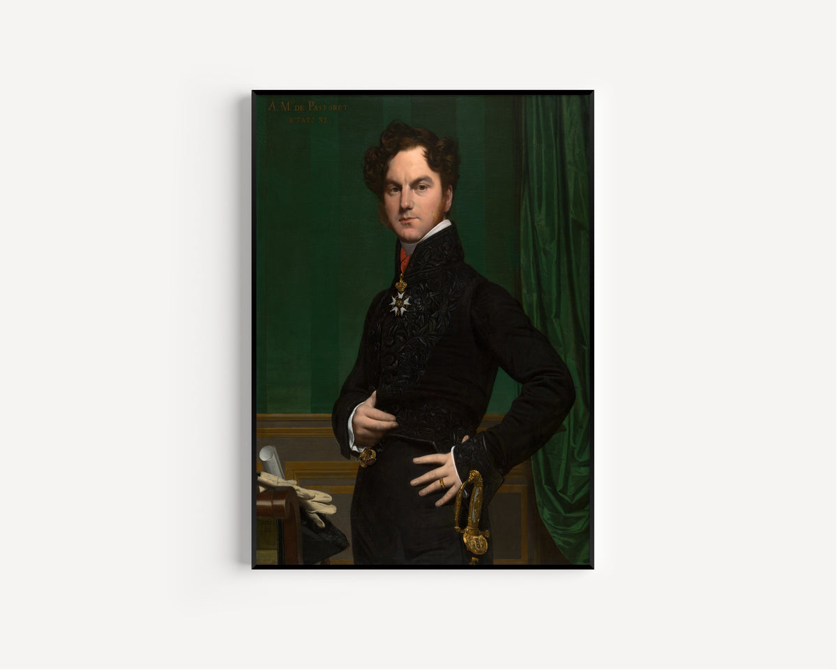 Amédée-David, the Comte de Pastoret by Jean-Auguste-Dominique Ingres — in a slim black frame on a plain white wall