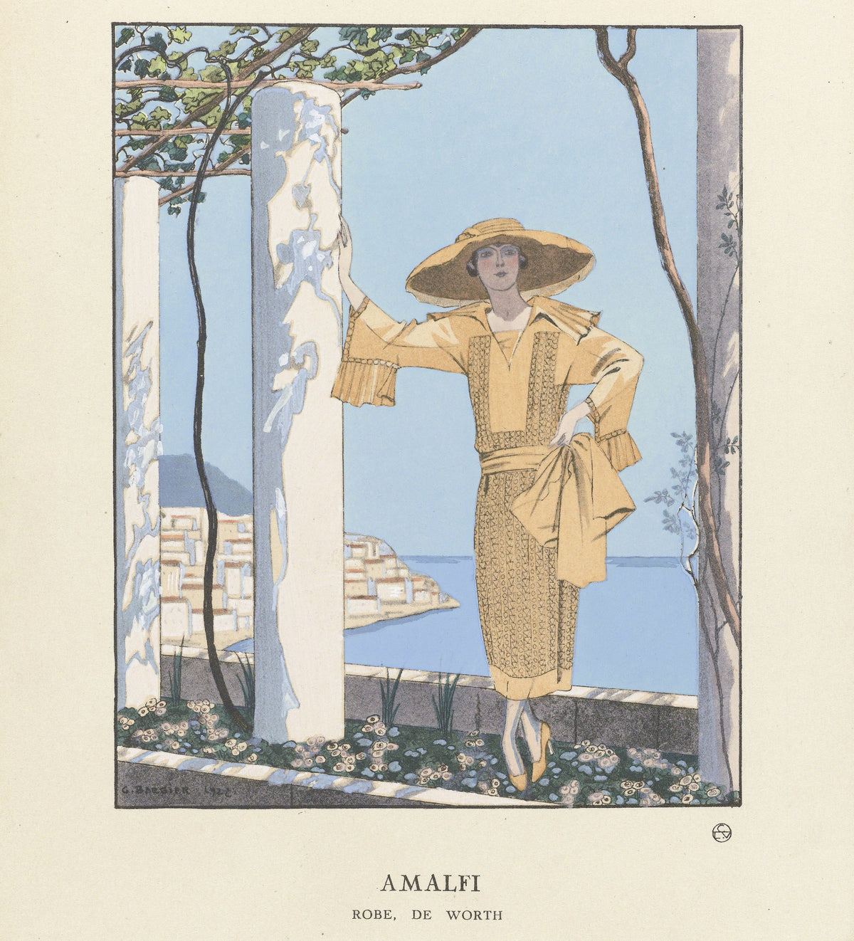 George Barbier — Amalfi, robe de Worth | Art Deco Fashion Print