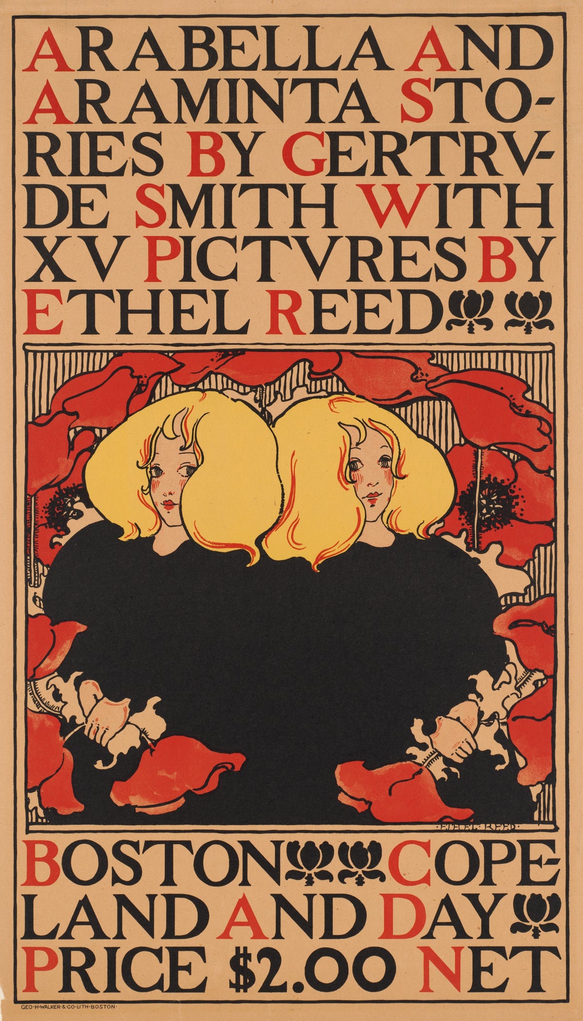 Arabella and Araminta Stories by Gertrude Smith, with XV Pictures by Ethel Reed by Ethel Reed — Two golden-haired girls peer from a ring of red poppies