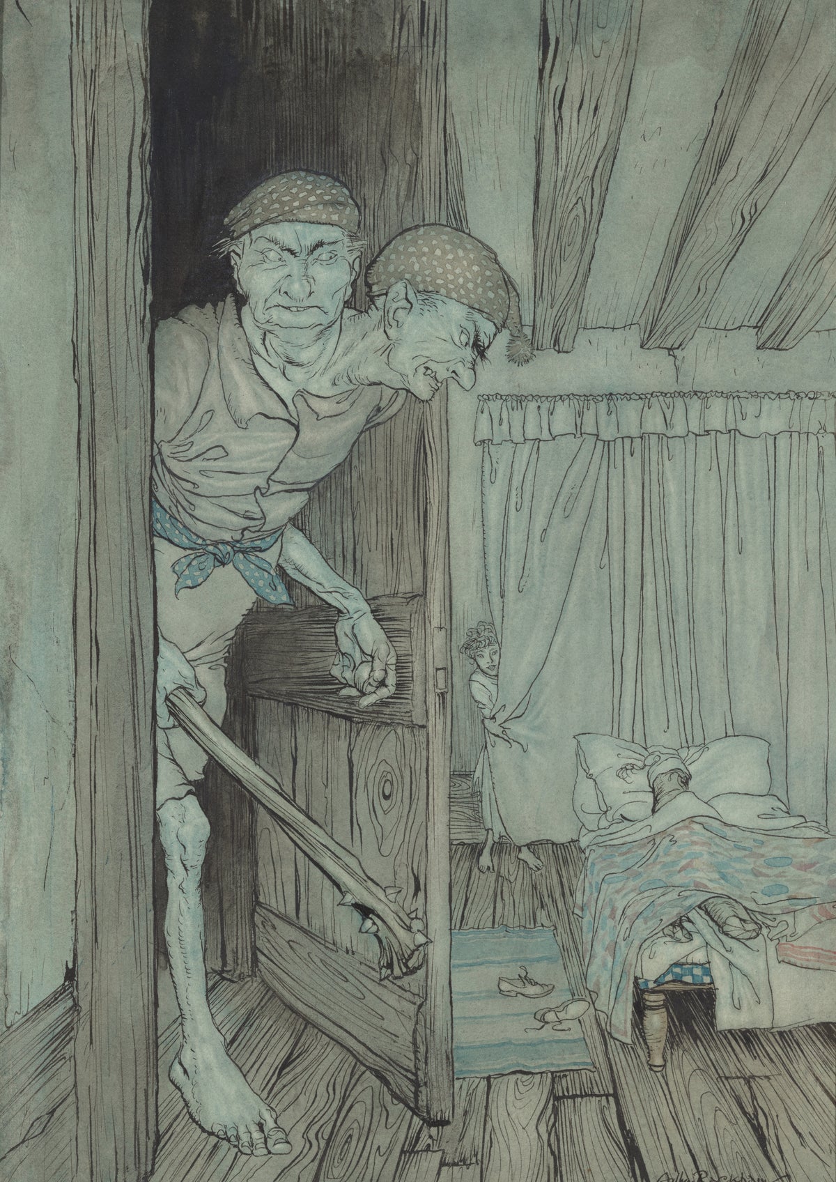 Arthur Rackham — At the Dead Time of the Night in Came the Welsh Giant | Fairy Tale Illustration Print