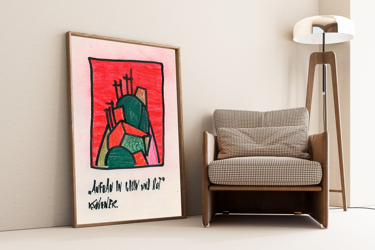 Karl Wiener — Aufbau in Grün und Rot (Construction in Green and Red) | Modernist Art Print