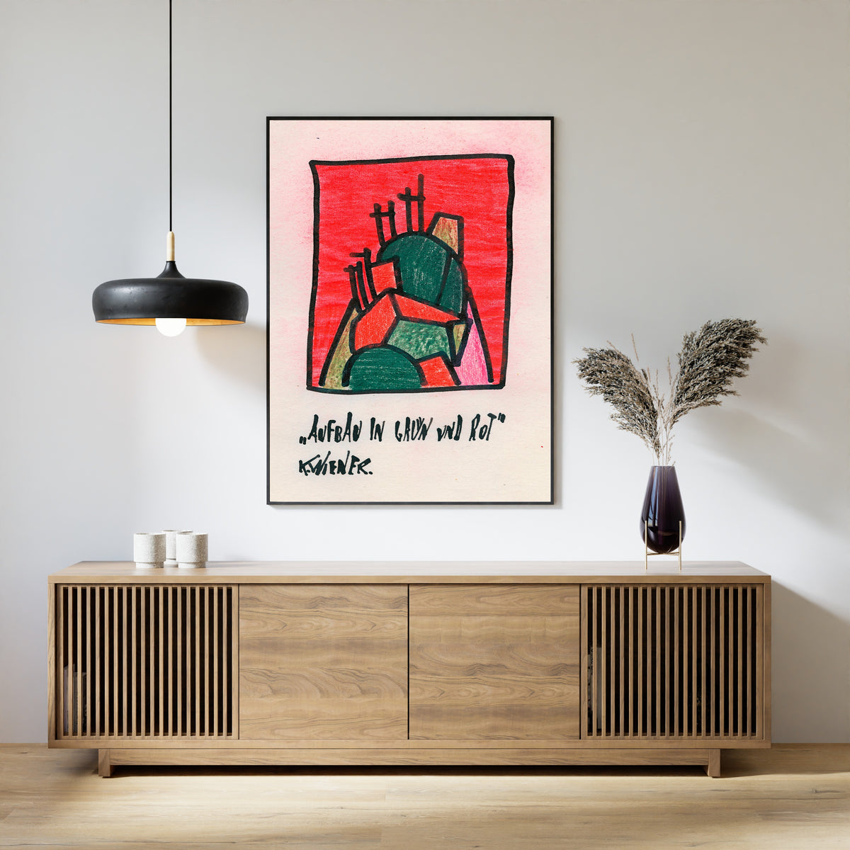 Karl Wiener — Aufbau in Grün und Rot (Construction in Green and Red) | Modernist Art Print
