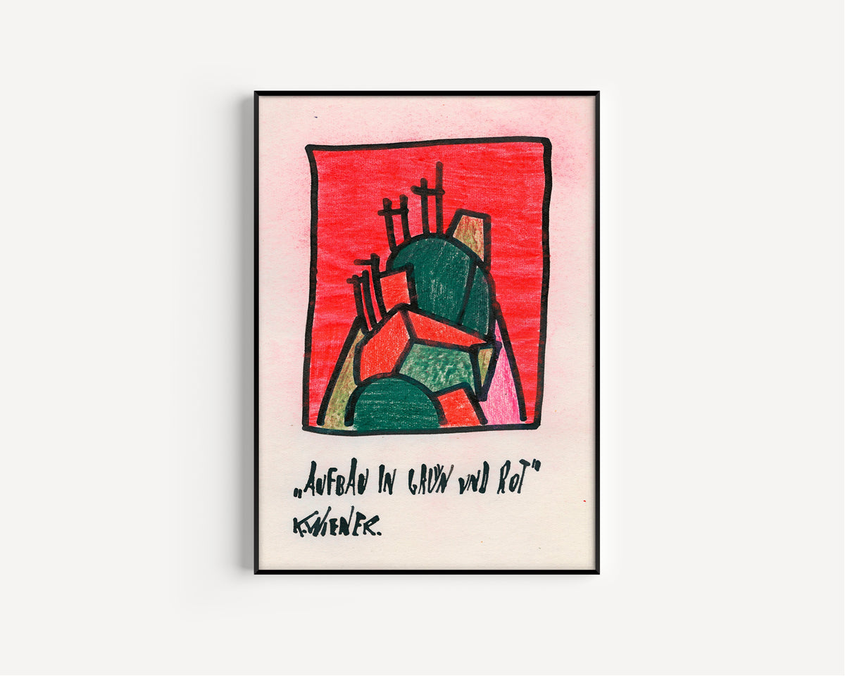 Karl Wiener — Aufbau in Grün und Rot (Construction in Green and Red) | Modernist Art Print