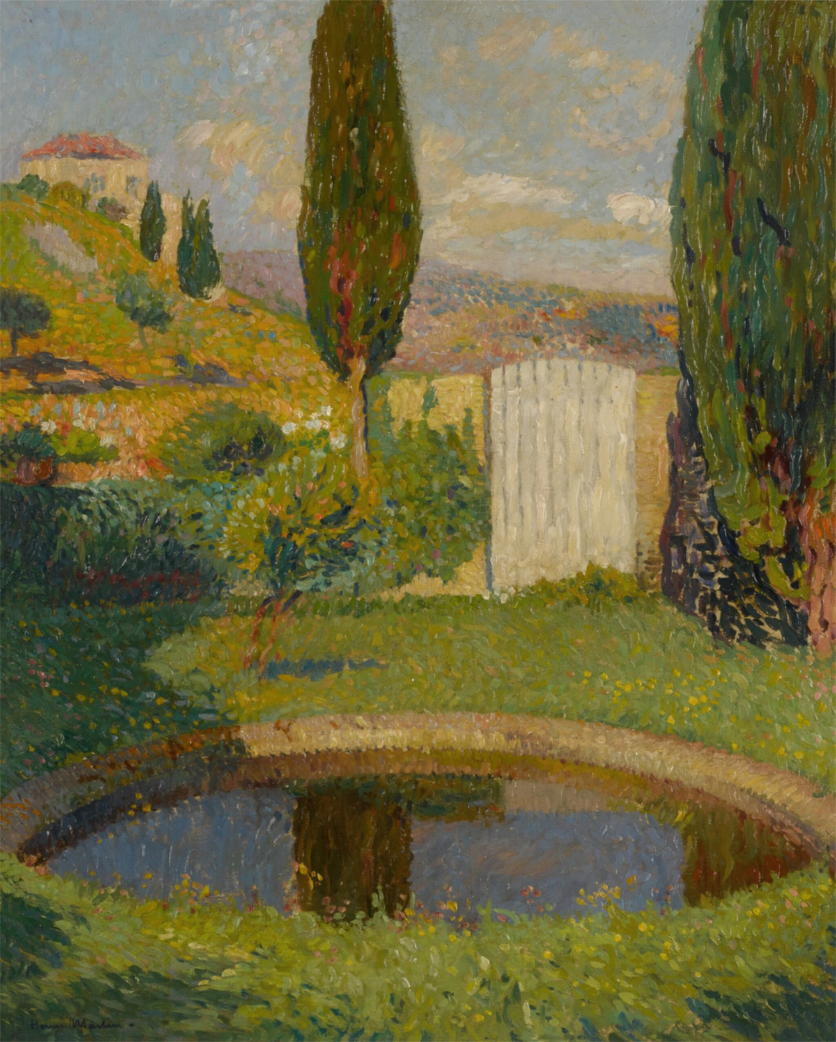 Henri Martin — Bassin ouest du parc de Marquayrol avec vue sur l'atelier d'Henri Martin | Pointillist Landscape Print