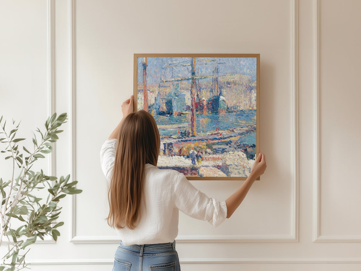 Henri Martin — Bateaux dans le port de Marseille | Pointillist Landscape Print