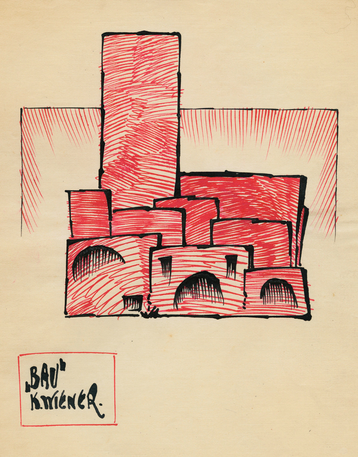 Karl Wiener — Bau (Building) | Modernist Art Print