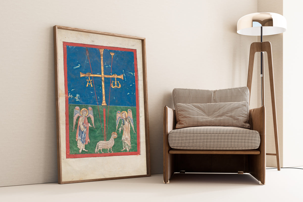 Beatus Manuscript: The Lamb at the Foot of the Cross | Illuminated Manuscript Print