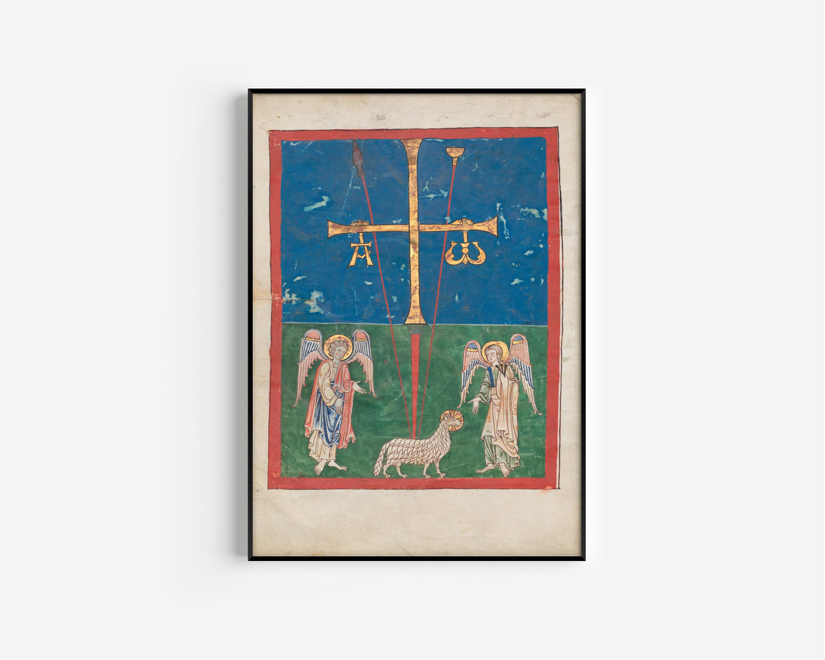 Beatus Manuscript: The Lamb at the Foot of the Cross | Illuminated Manuscript Print