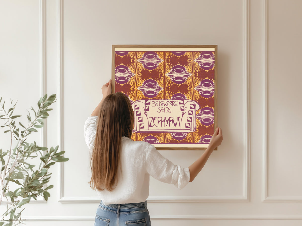 Koloman Moser — Bedruckte Seide Zephyrus (Zephyrus Printed Silk) | Pattern Design Print