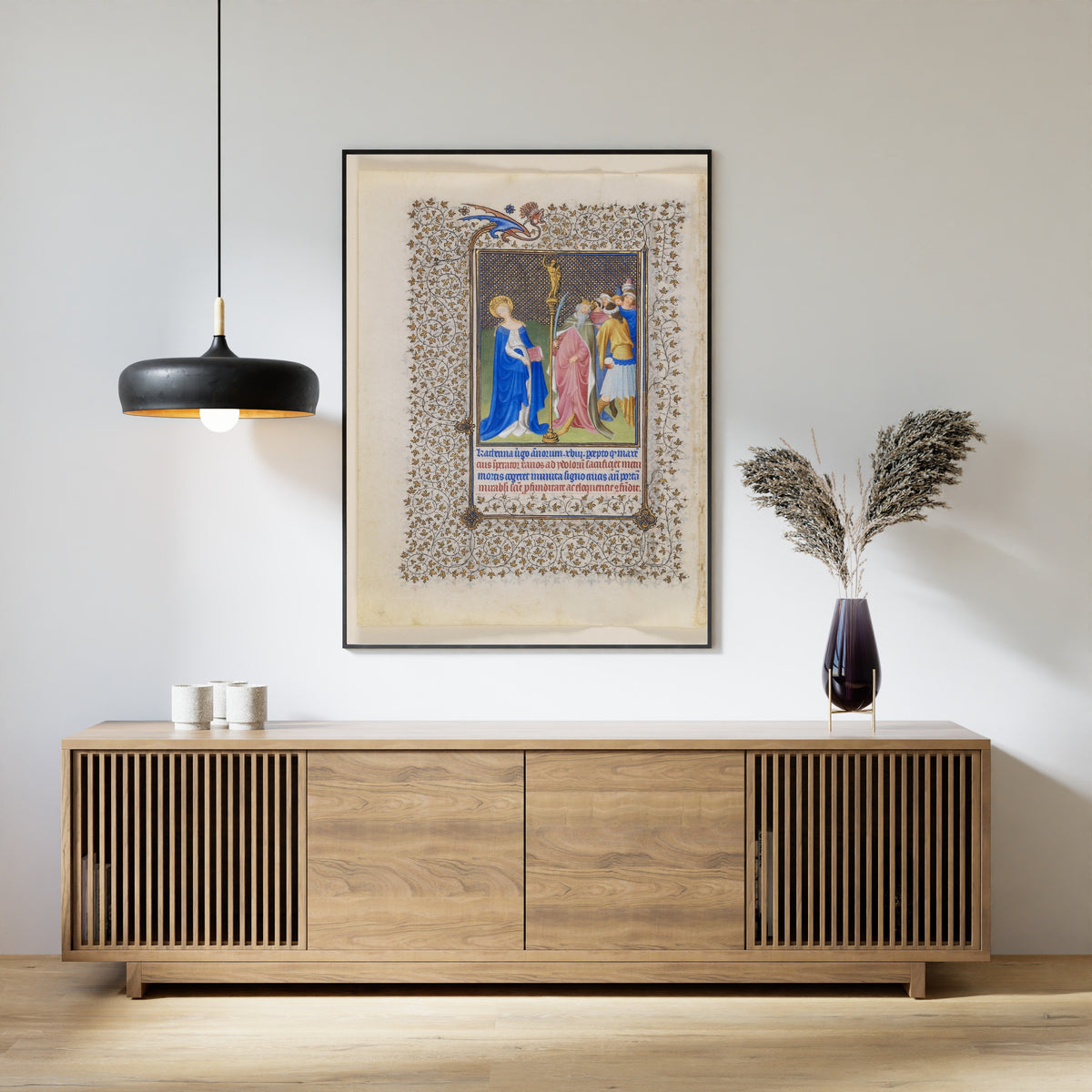 Limbourg Brothers — Belles Heures: Saint Catherine and the Emperor Maxentius | Illuminated Manuscript Print