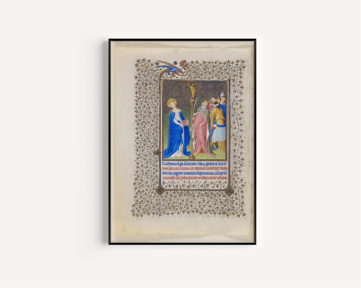 Limbourg Brothers — Belles Heures: Saint Catherine and the Emperor Maxentius | Illuminated Manuscript Print