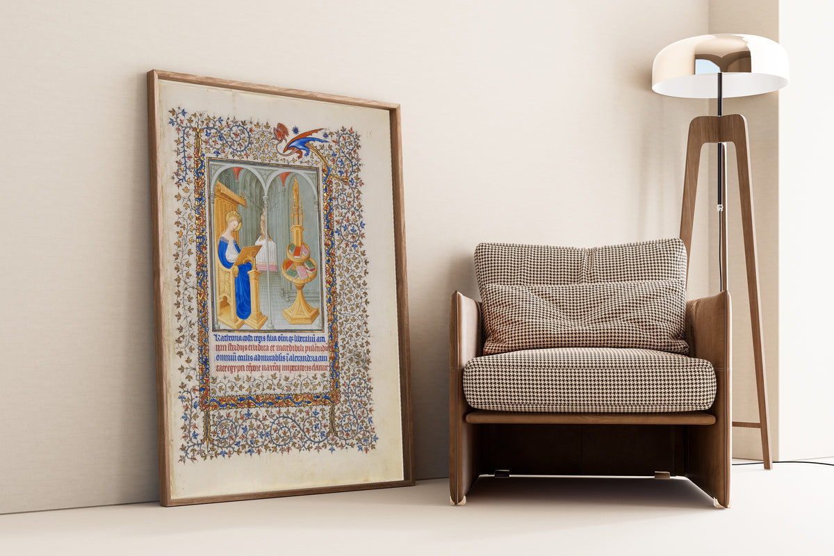 Limbourg Brothers — Belles Heures: Saint Catherine in Her Study | Illuminated Manuscript Print