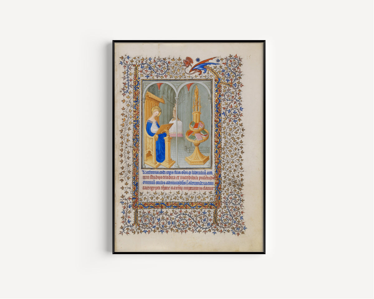 Limbourg Brothers — Belles Heures: Saint Catherine in Her Study | Illuminated Manuscript Print
