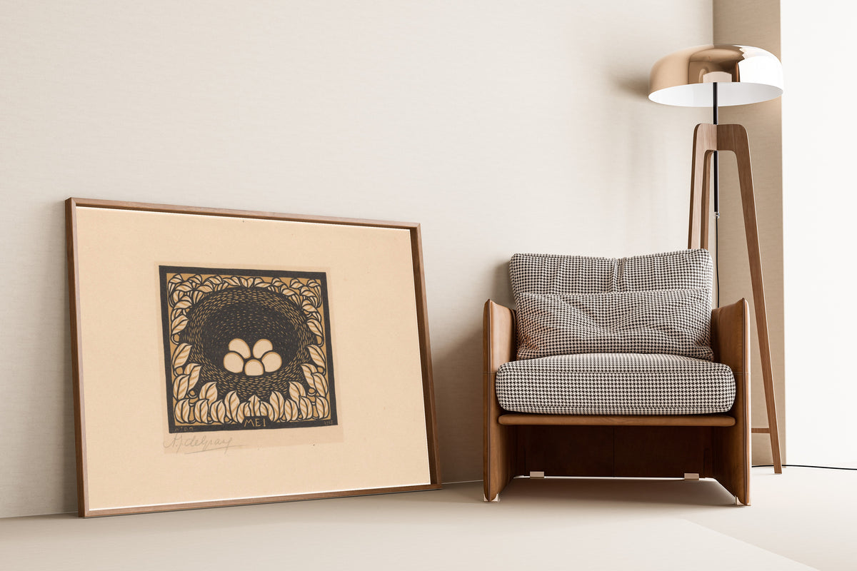 Julie de Graag — Bird's nest with eggs | Woodcut Print