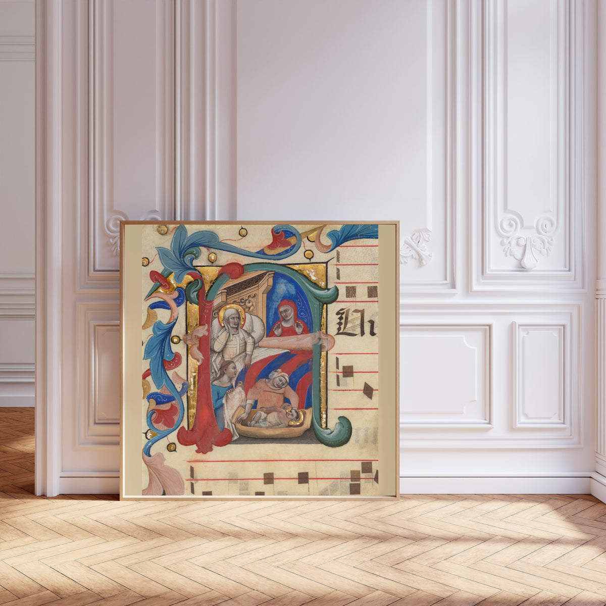 Niccolò di Giacomo da Bologna — Birth of John the Baptist | Illuminated Initial Print