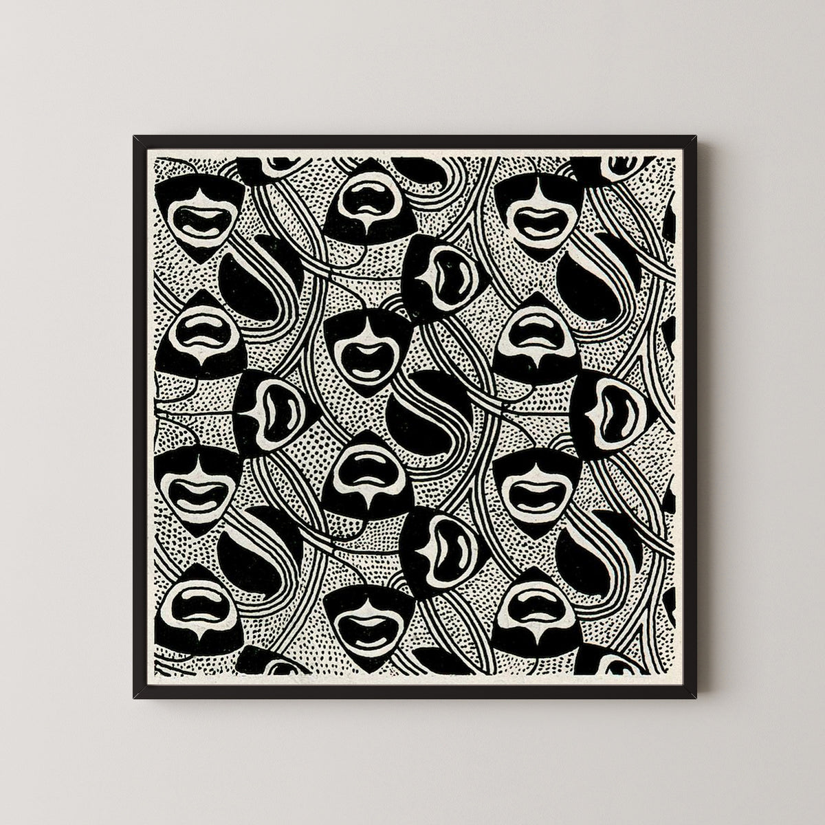 Koloman Moser — Black and White Face Pattern | Lithograph Print