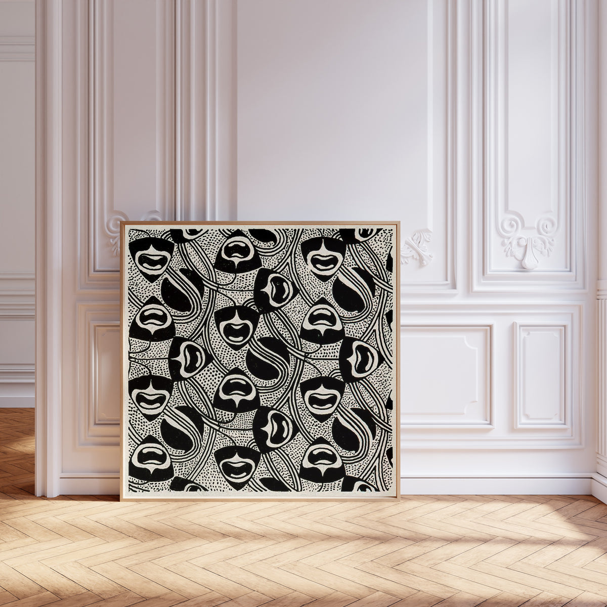 Koloman Moser — Black and White Face Pattern | Lithograph Print