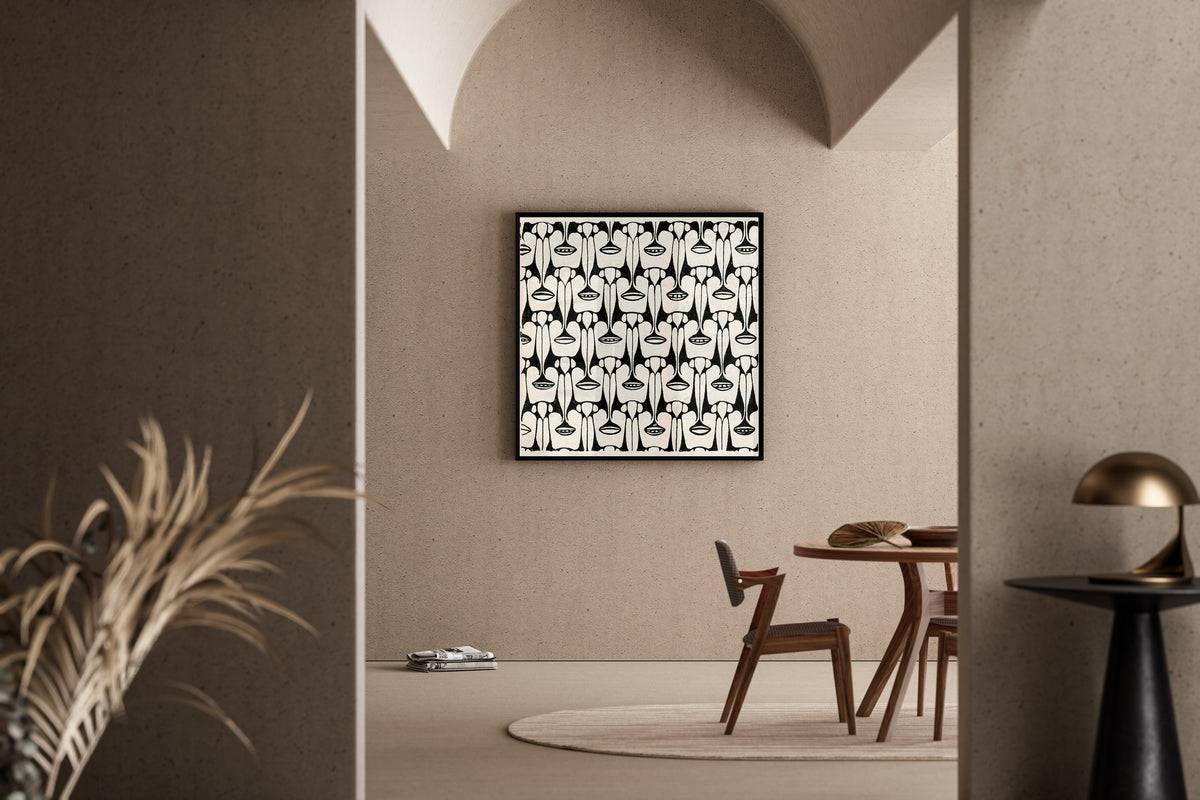 Koloman Moser — Black and White Stylised Flower Pattern | Art Nouveau Print