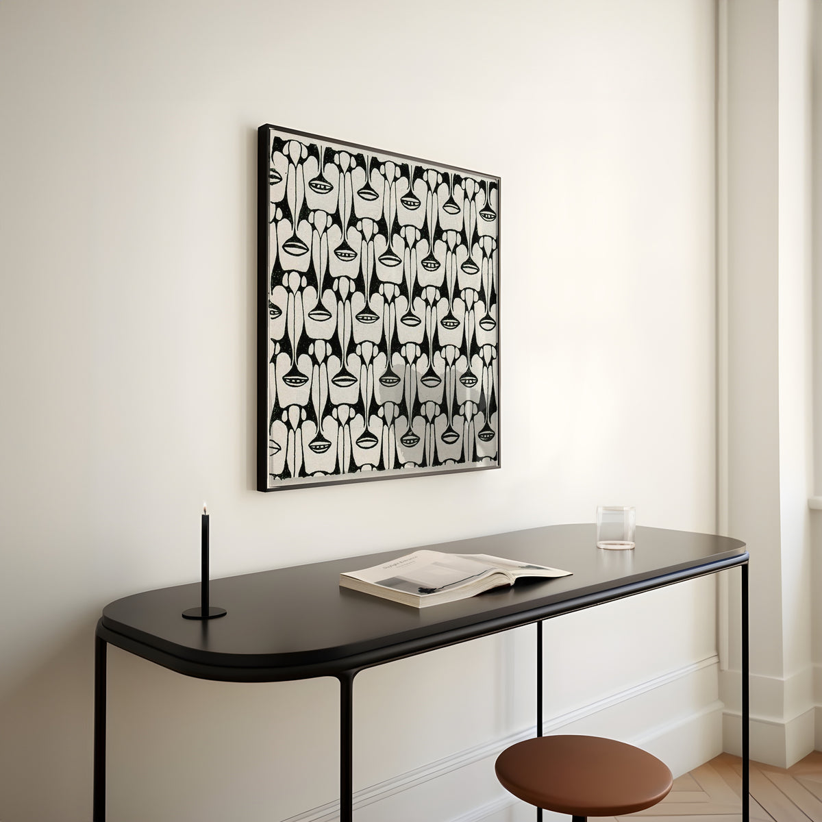 Koloman Moser — Black and White Stylised Flower Pattern | Art Nouveau Print