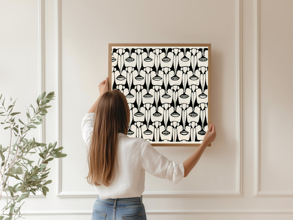 Koloman Moser — Black and White Stylised Flower Pattern | Art Nouveau Print