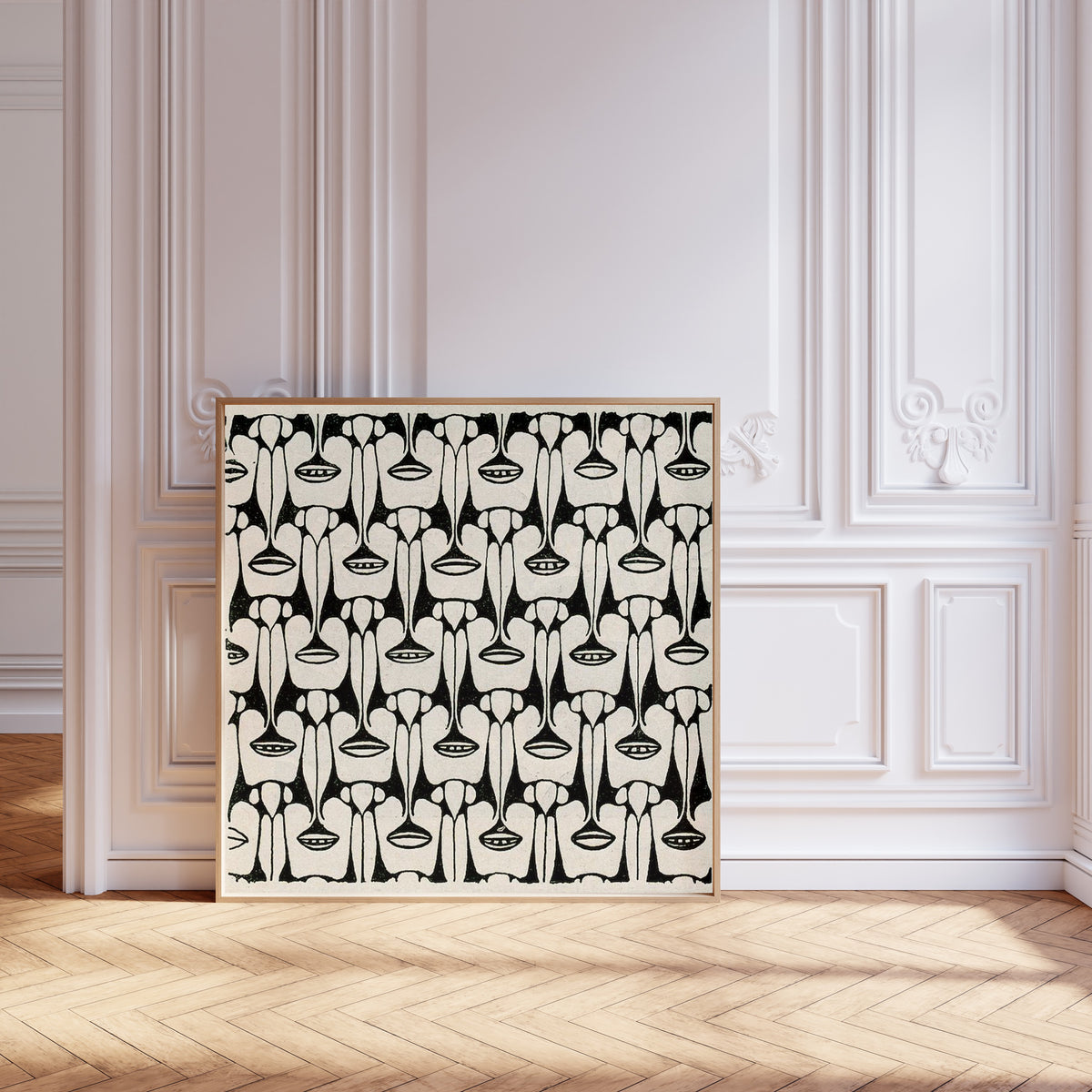 Koloman Moser — Black and White Stylised Flower Pattern | Art Nouveau Print