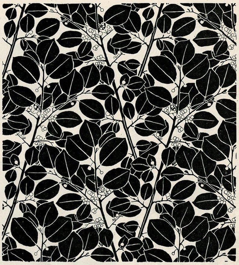 Koloman Moser — Black and white leaf pattern | Pattern Design Print